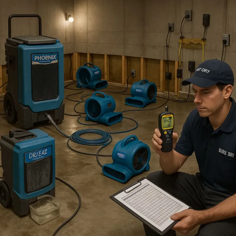 Structural Drying and Dehumidification process in Martorell, PR